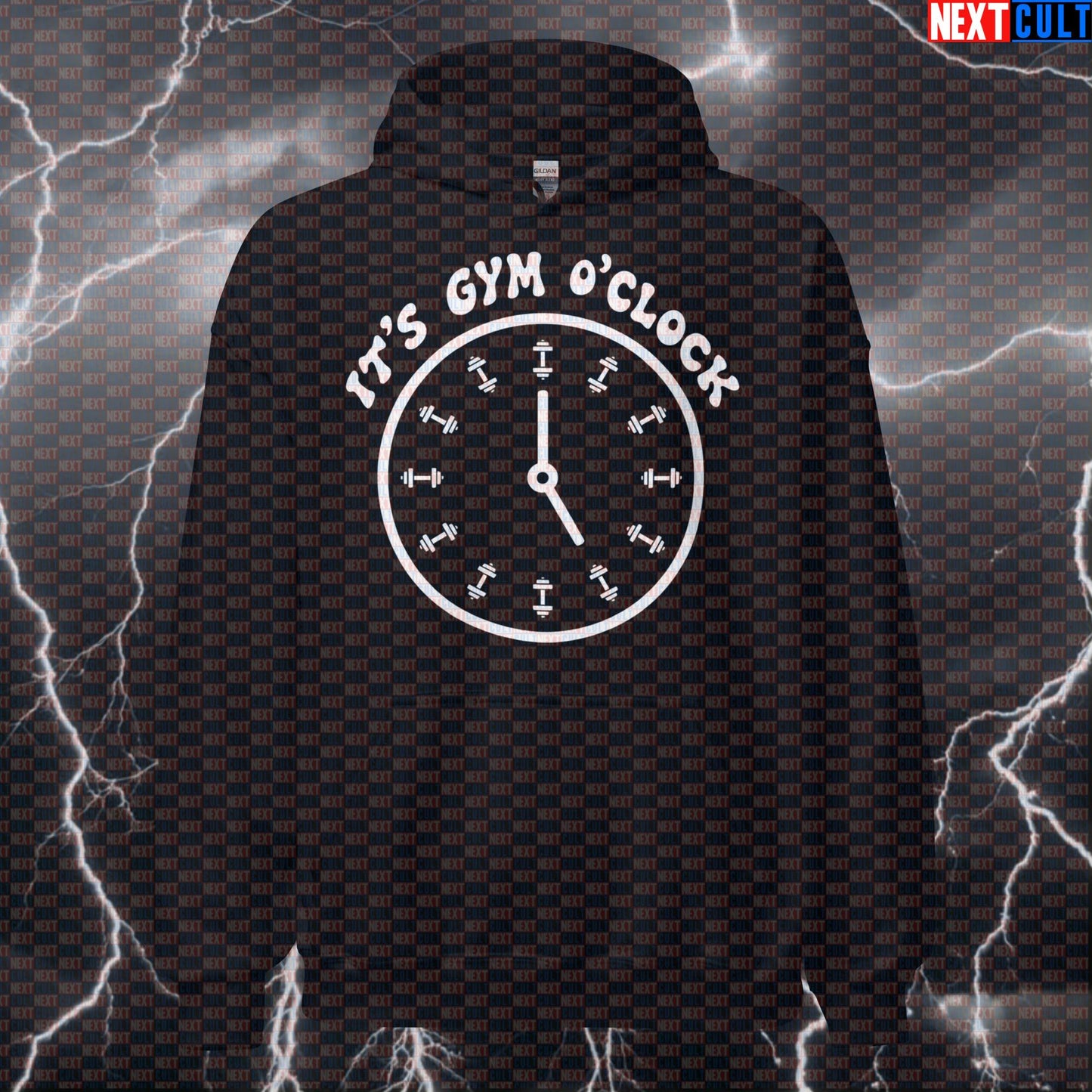 It's Gym O'Clock Funny Gym Hoodie | Workout Hoodie For Lifters & Fitness Meme Fans | Hooded Sweatshirt Bodybuilding Fitness Gym Powerlifting Pump Cover Workout Next Cult Brand