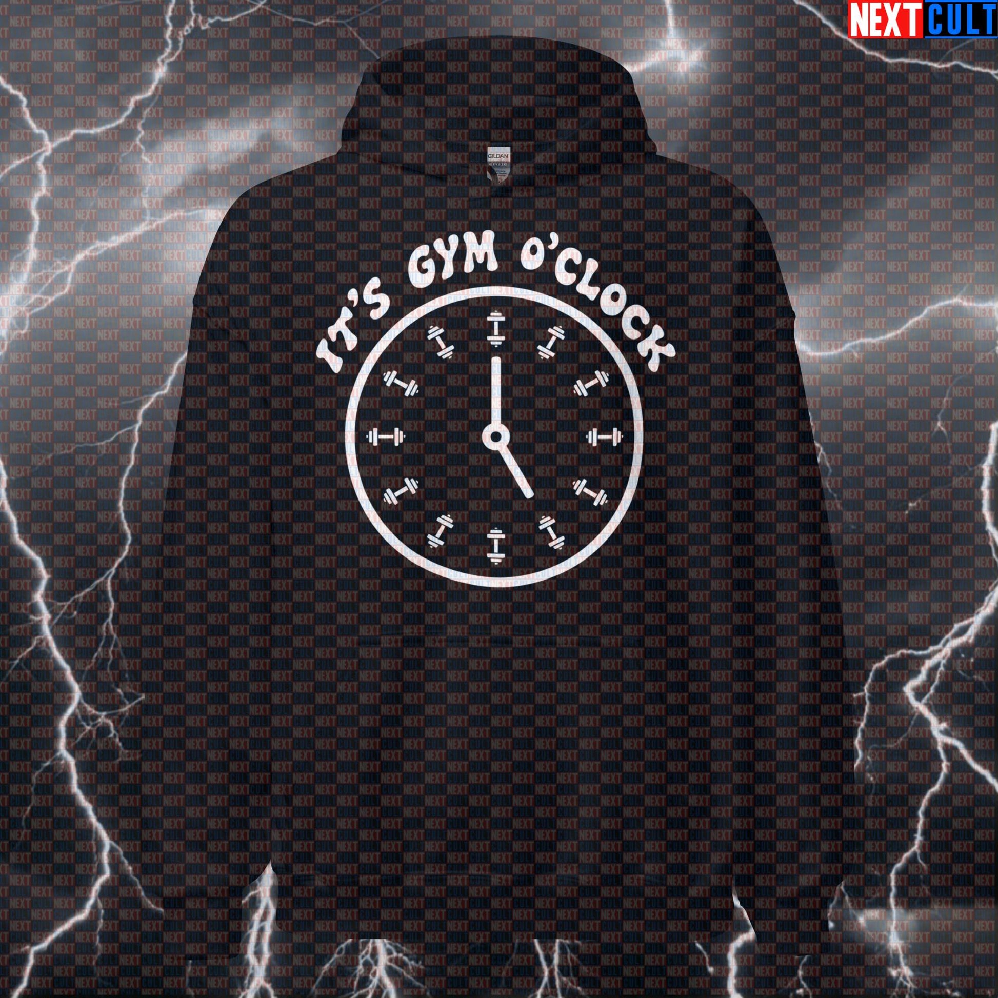 It's Gym O'Clock Funny Gym Hoodie | Workout Hoodie For Lifters & Fitness Meme Fans | Hooded Sweatshirt Bodybuilding Fitness Gym Powerlifting Pump Cover Workout Next Cult Brand