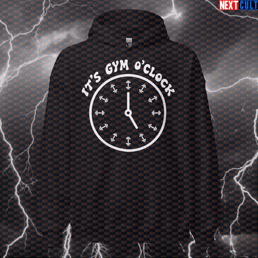 It's Gym O'Clock Funny Gym Hoodie | Workout Hoodie For Lifters & Fitness Meme Fans | Hooded Sweatshirt Bodybuilding Fitness Gym Powerlifting Pump Cover Workout Next Cult Brand