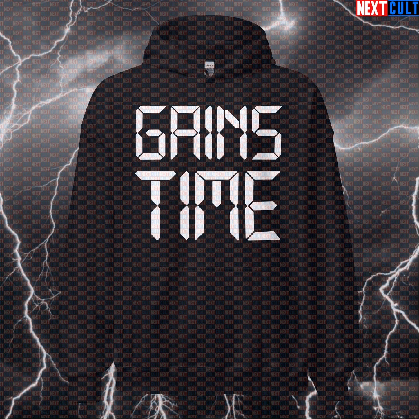 Gains Time Gym Hoodie | Funny Workout Hoodie For Lifters & Bodybuilding | Fitness Meme Pullover Top Bodybuilding Fitness Gym Pump Cover Workout Next Cult Brand