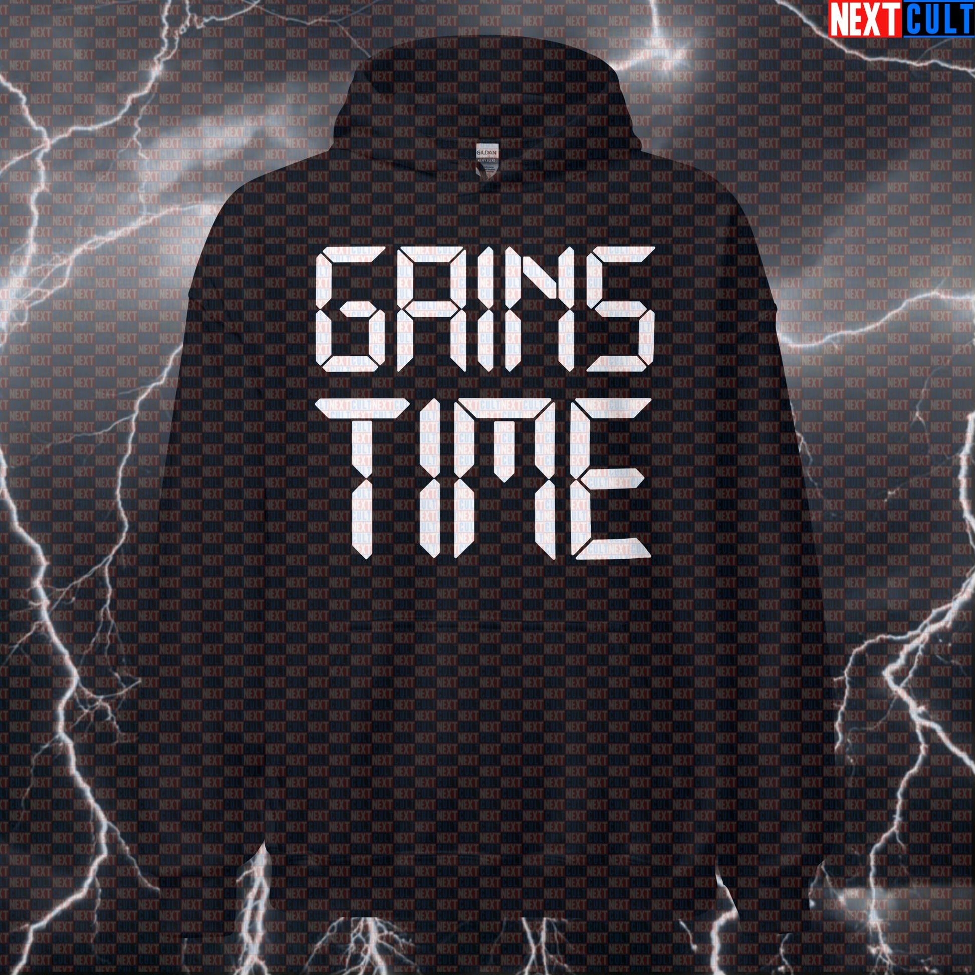Gains Time Gym Hoodie | Funny Workout Hoodie For Lifters & Bodybuilding | Fitness Meme Pullover Top Bodybuilding Fitness Gym Pump Cover Workout Next Cult Brand