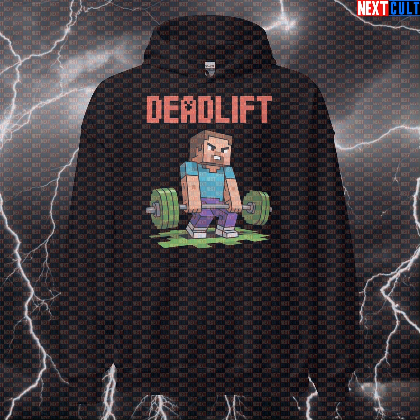 Minecraft Deadlift Gym Hoodie | Funny Pick Up Heavy Blocks Workout Hoodie | Gamer Lifter Pullover Bodybuilding Fitness Gym Leg Day Powerlifting Pump Cover Video Games Workout Next Cult Brand