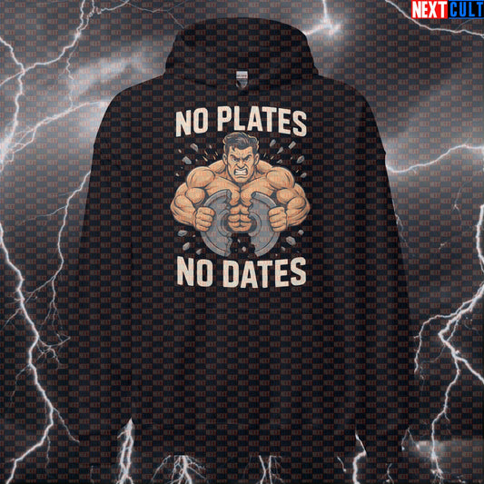 No Plates No Dates Hoodie For Gym Bros | Funny Lifting Meme Pullover For PRs Bodybuilding Fitness Gym Powerlifting Pump Cover Workout Next Cult Brand