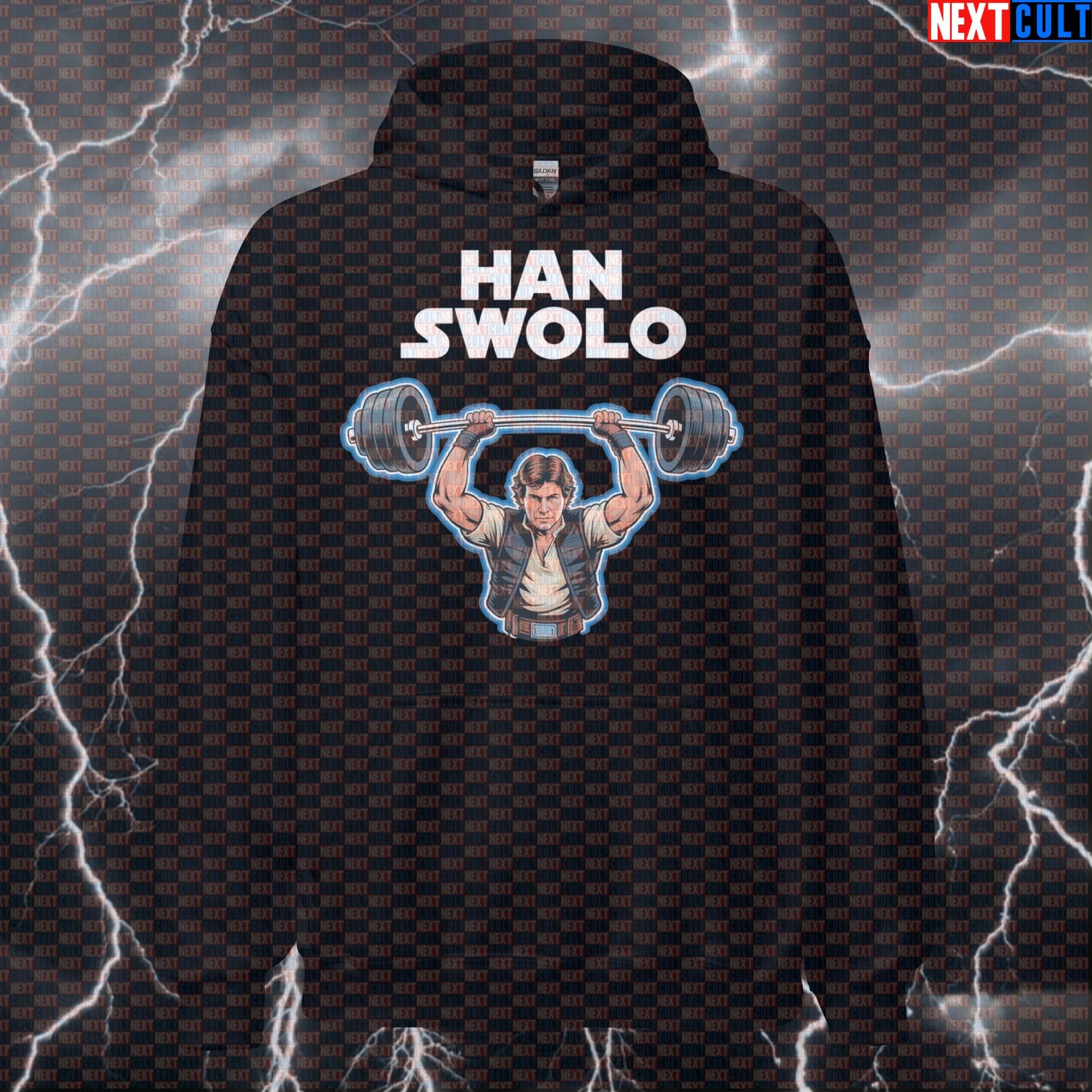 Han Swolo Gym Meme Hoodie - Funny Star Wars Workout Hooded Sweatshirt Pump Cover for Swole Lifters Films Fitness Gym Pump Cover Star Wars Workout Next Cult Brand