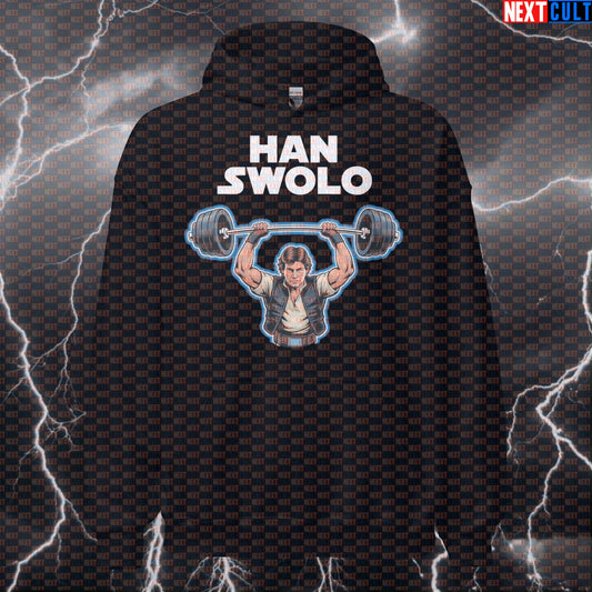 Han Swolo Gym Meme Hoodie - Funny Star Wars Workout Hooded Sweatshirt Pump Cover for Swole Lifters Films Fitness Gym Pump Cover Star Wars Workout Next Cult Brand