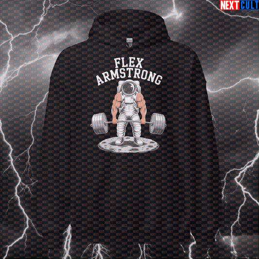 Funny Gym Hoodie for Lifters - Flex Armstrong Astronaut Moon Huge Arms Pump Cover Pullover Bodybuilding Fitness Gym Pump Cover Workout Next Cult Brand