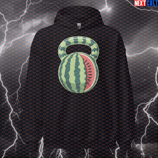 Watermelon Kettlebell Funny Gym Hoodie - Fruit Themed Workout Hooded Sweatshirt Pullover Fast Food Fitness Gym Kettlebell Pump Cover Workout Next Cult Brand