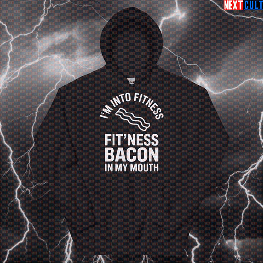 I'm Into Fitness Funny Gym Hoodie - Fitness Bacon Meme Hooded Sweatshirt Pullover Pump Cover Hoodies Bulking Fast Food Fitness Gym Pump Cover Workout Next Cult Brand