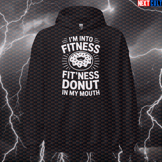 Unisex HoodieI'm Into Fitness Fitness Donut Hoodie - Funny Gym Donut Meme Hooded Sweatshirt Pullover Bulking Donuts Fast Food Fitness Gym Pump Cover Workout Next Cult Brand