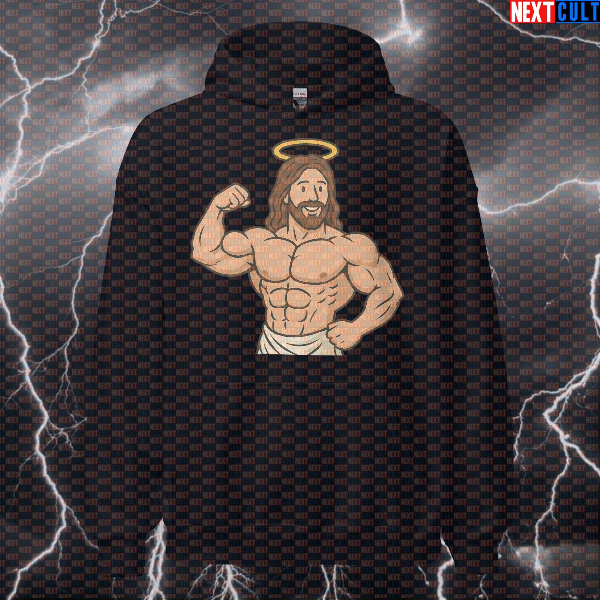 Swoly Spirit Jesus Gym Hoodie | Funny Workout Hooded Sweatshirt for Bodybuilders Bodybuilding Easter Fitness Gym Jesus Pump Cover Workout Next Cult Brand