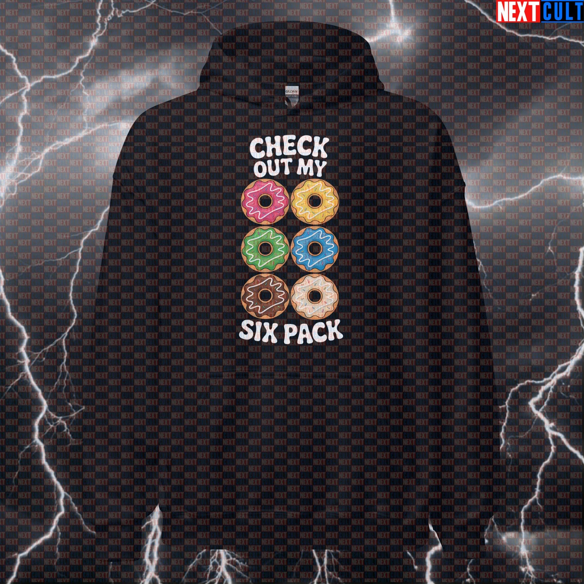 Check Out My Six Pack Donut Funny Gym Hoodie - Donut Meme Hooded Sweatshirt Pullover Pump Cover Hoodies Bodybuilding Bulking Donuts Fast Food Fitness Gym Pump Cover Workout Next Cult Brand