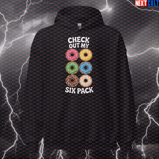 Check Out My Six Pack Donut Funny Gym Hoodie - Donut Meme Hooded Sweatshirt Pullover Pump Cover Hoodies Bodybuilding Bulking Donuts Fast Food Fitness Gym Pump Cover Workout Next Cult Brand