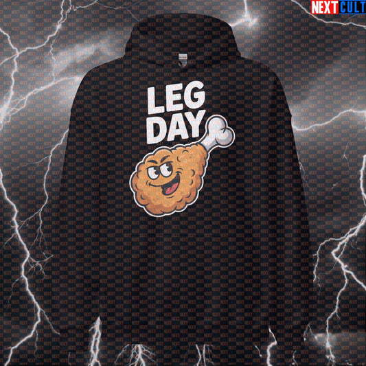 Fried Chicken Gains Funny Gym Hoodie - Thanksgiving Leg Day Meme Hooded Sweatshirt Pullover Hoodies Fast Food Fitness Gym Leg Day Pump Cover Thanksgiving Workout Next Cult Brand