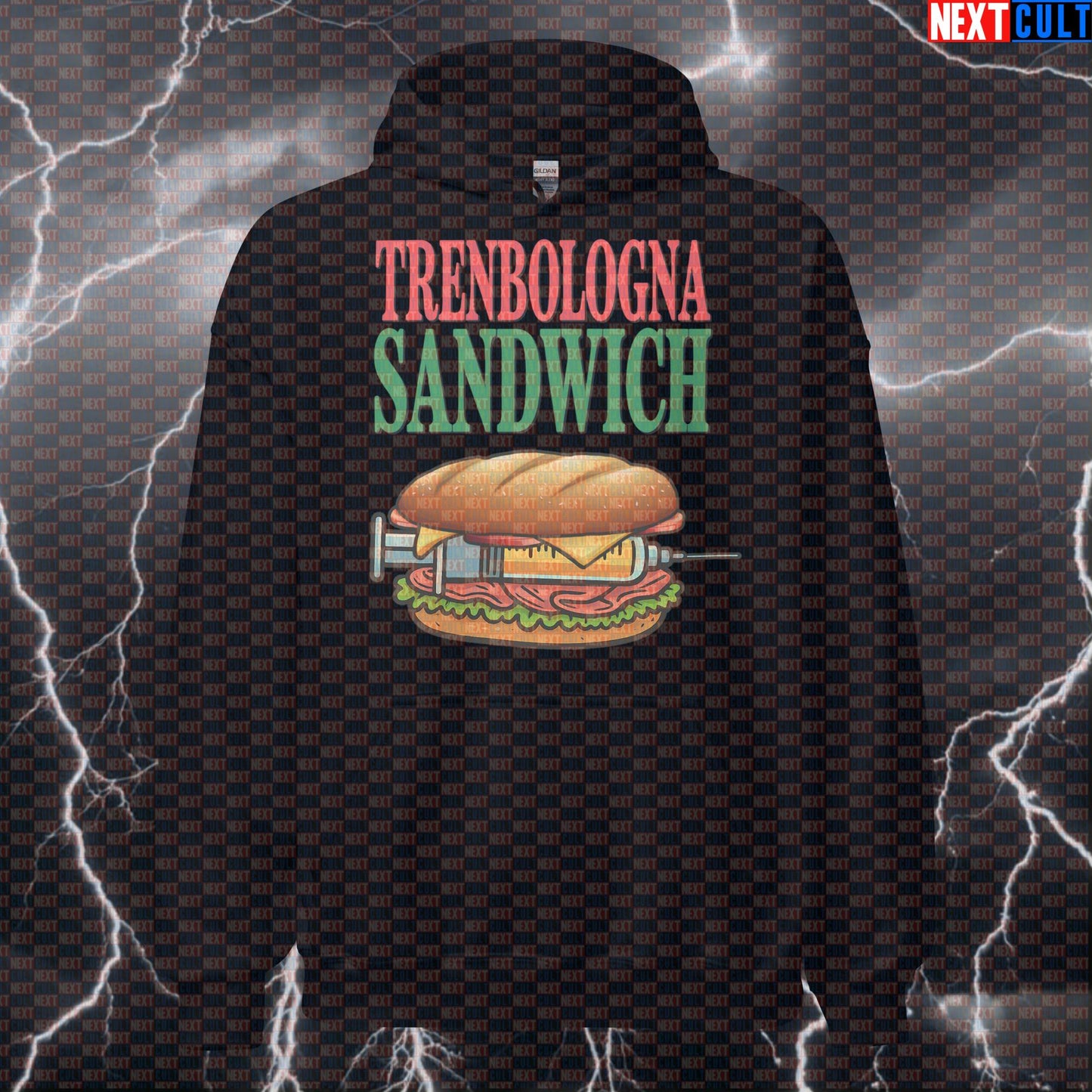 Trenbologna Sandwich Funny Gym Hoodie | Not Natty Italian Deli Bodybuilding Hooded Sweatshirt Hoodies Bodybuilding Fast Food Fitness Gym Pump Cover Steroids Workout Next Cult Brand
