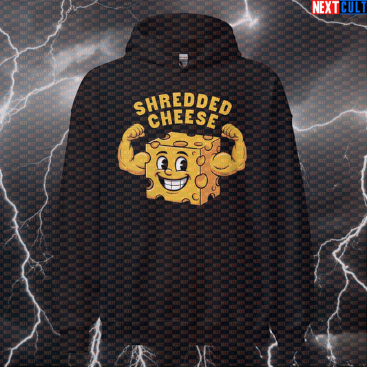 Shredded Cheese Funny Gym Hoodie - Muscle Meme Hooded Sweatshirt Pullover For Fitness Bodybuilding Fast Food Fitness Gym Pump Cover Workout Next Cult Brand
