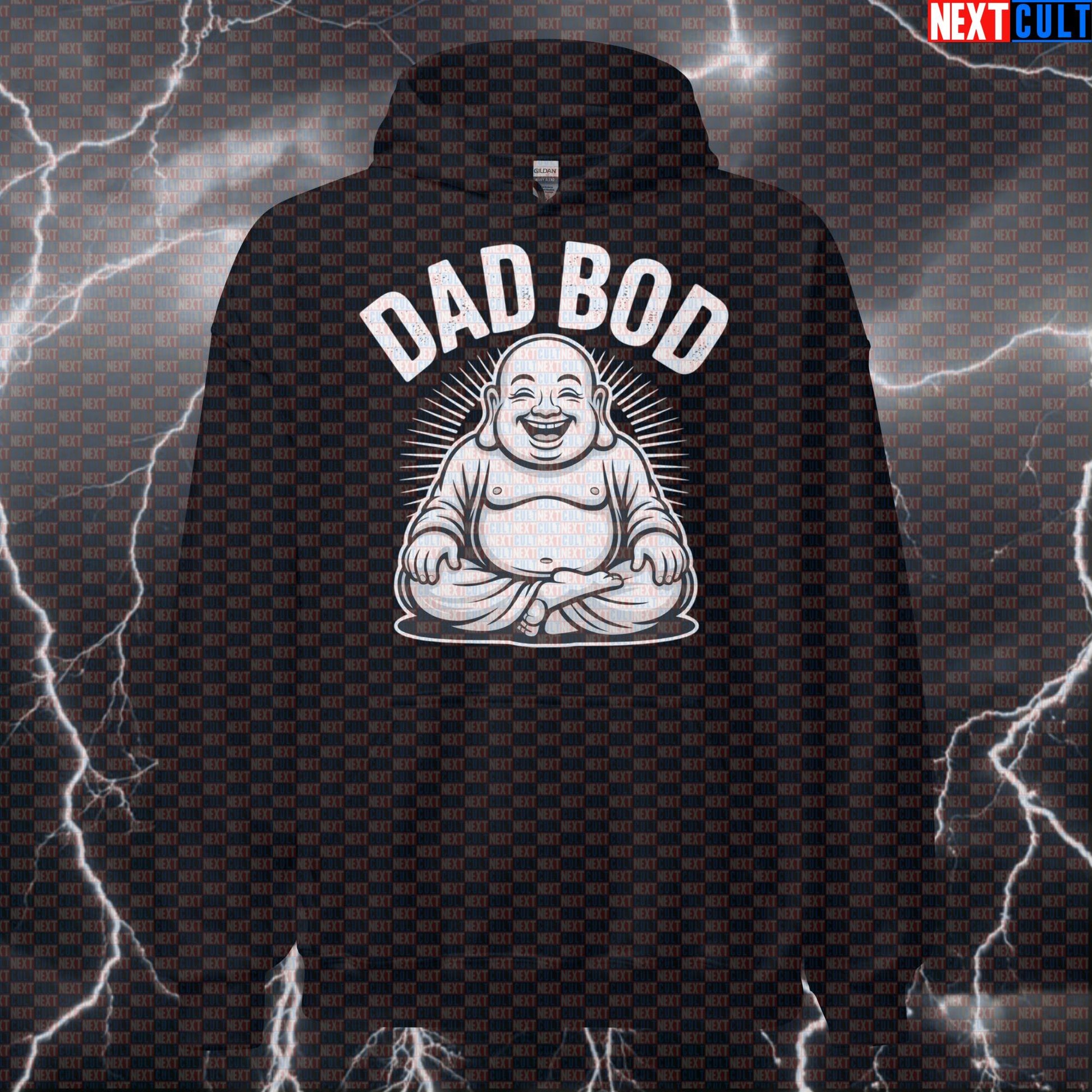 Buddha Dad Bod Funny Gym Hoodie - Enlightened Father's Day Hooded Sweatshirt Pullover Pump Cover Father's Day Fitness Gym Pump Cover Workout Next Cult Brand