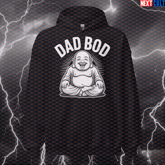 Buddha Dad Bod Funny Gym Hoodie - Enlightened Father's Day Hooded Sweatshirt Pullover Pump Cover Father's Day Fitness Gym Pump Cover Workout Next Cult Brand