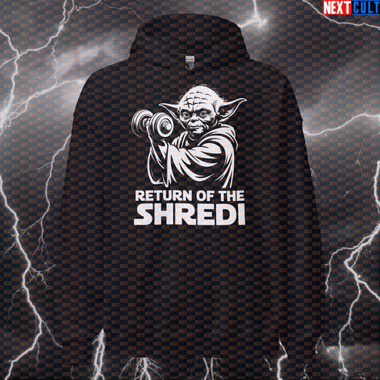 Return of the Shredi Funny Gym Hoodie - Star Wars Yoda Gym Meme Hooded Sweatshirt Pullover Bodybuilding Films Fitness Gym Pump Cover Star Wars Workout Yoda Next Cult Brand
