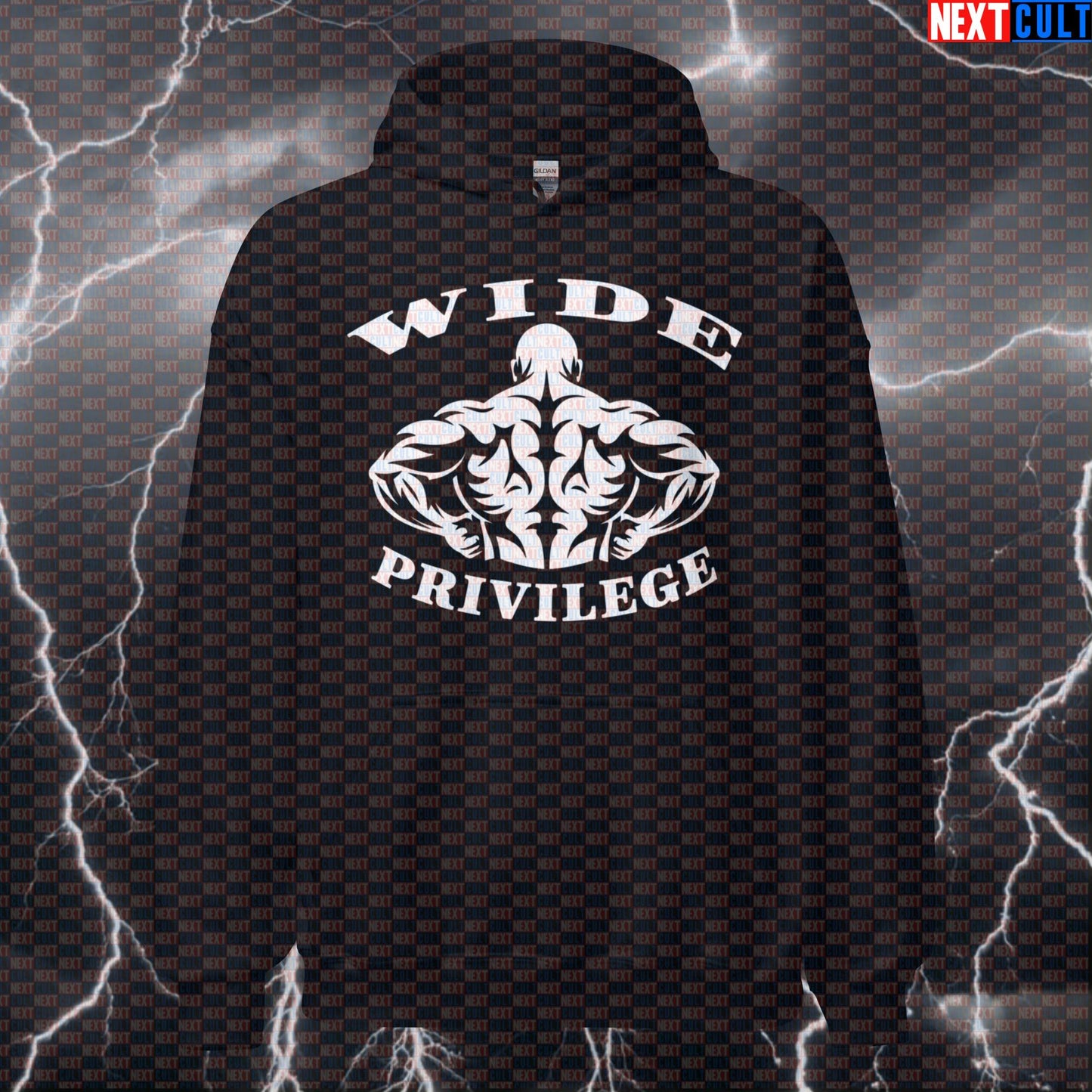 Wide Privilege Funny Gym Hoodie - Wide Back Meme Hooded Sweatshirt Pullover Pump Cover Bodybuilding Fitness Gym Pump Cover Workout Next Cult Brand
