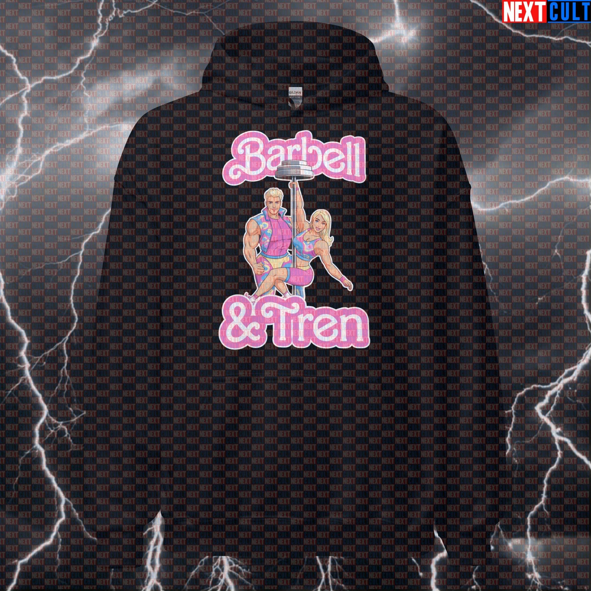 Barbie & Ken Barbell Tren Funny Gym Hoodie - Gym Meme Hooded Sweatshirt Pullover Pump Cover Barbie Bodybuilding Films Fitness Gym Ken Powerlifting Pump Cover Steroids Workout Next Cult Brand