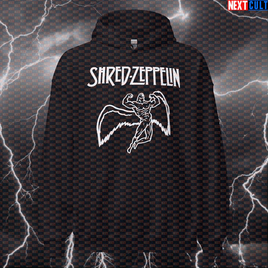 Shred Zeppelin Funny Gym Hoodie - Heavy Metal Pump Cover Hooded Sweatshirt for Lifters Bodybuilding Fitness Gym Led Zeppelin Pump Cover Rock Music Workout Next Cult Brand