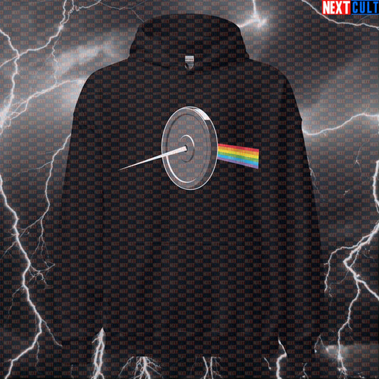 The Dark Side of the Weight Plate Hoodie | Pink Floyd Gym Parody Hooded Sweatshirt Bodybuilding Fitness Gym Pink Floyd Powerlifting Pump Cover Rock Music Workout Next Cult Brand