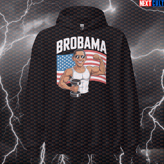 Brobama Funny Gym Hoodie - USA 4th of July Gym Meme Hooded Sweatshirt Pullover Pump Cover 4th of July Fitness Gym Pump Cover Workout Next Cult Brand