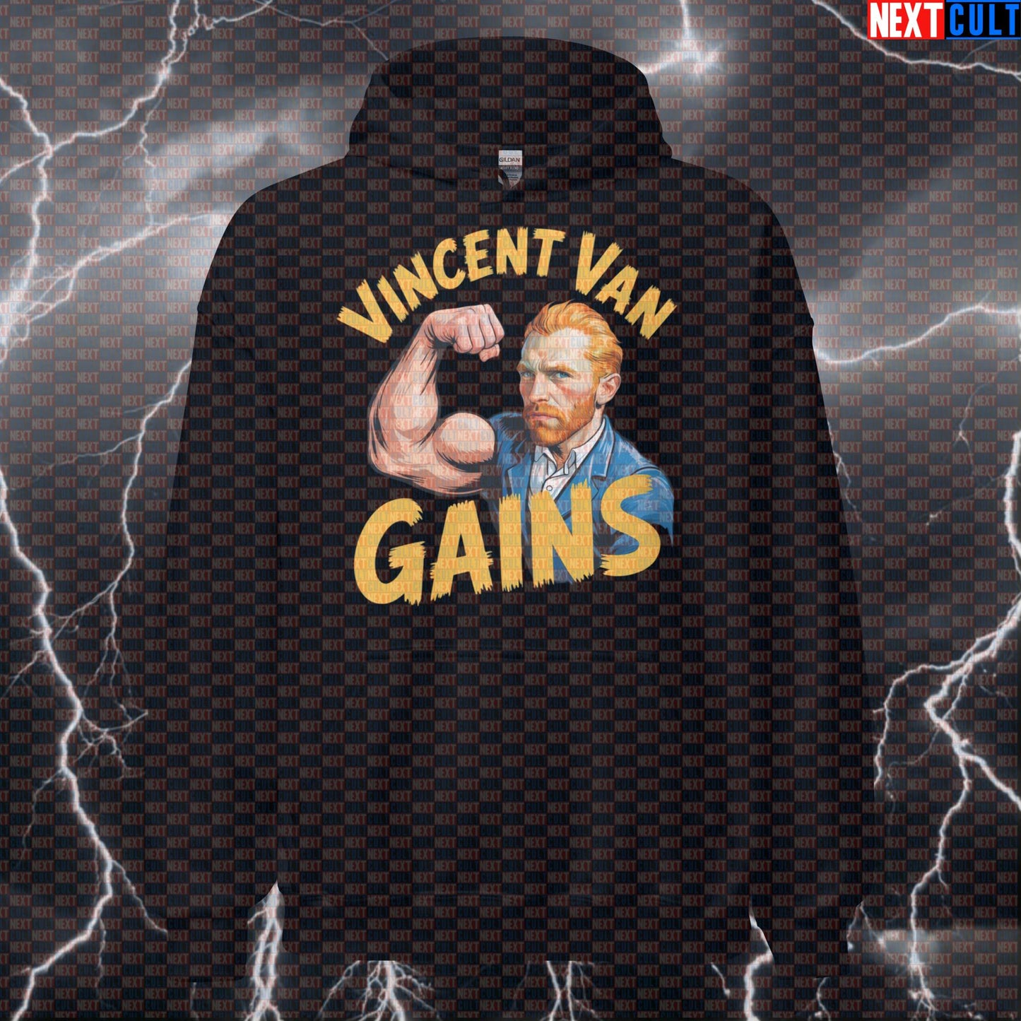 Vincent van Gains Funny Gym Hoodie - Gym is Art Meme Hooded Sweatshirt Pullover Art Bodybuilding Fitness Gym Pump Cover Workout Next Cult Brand