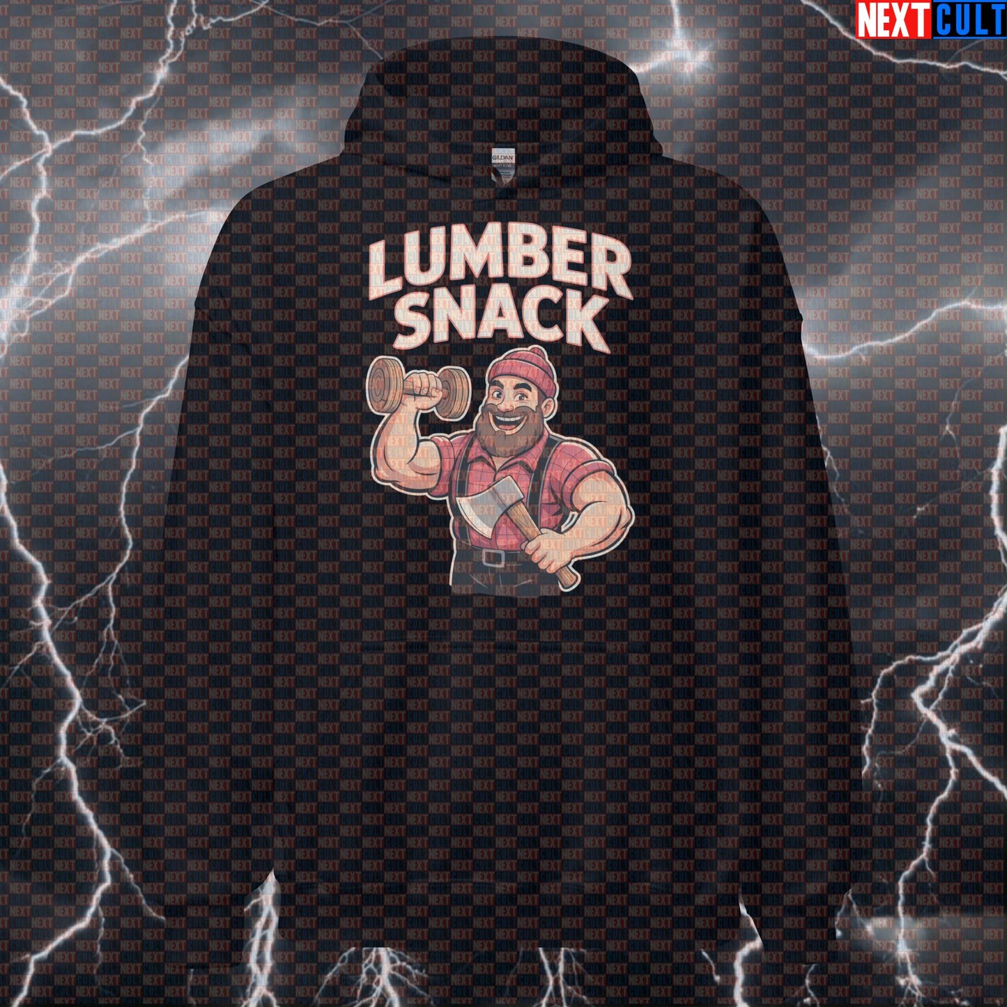 Funny Gym Hoodie for Lifters - Lumbersnack Jacked Lumberjack Meme Hooded Sweatshirt Pump Cover Bodybuilding Fitness Gym Pump Cover Workout Next Cult Brand