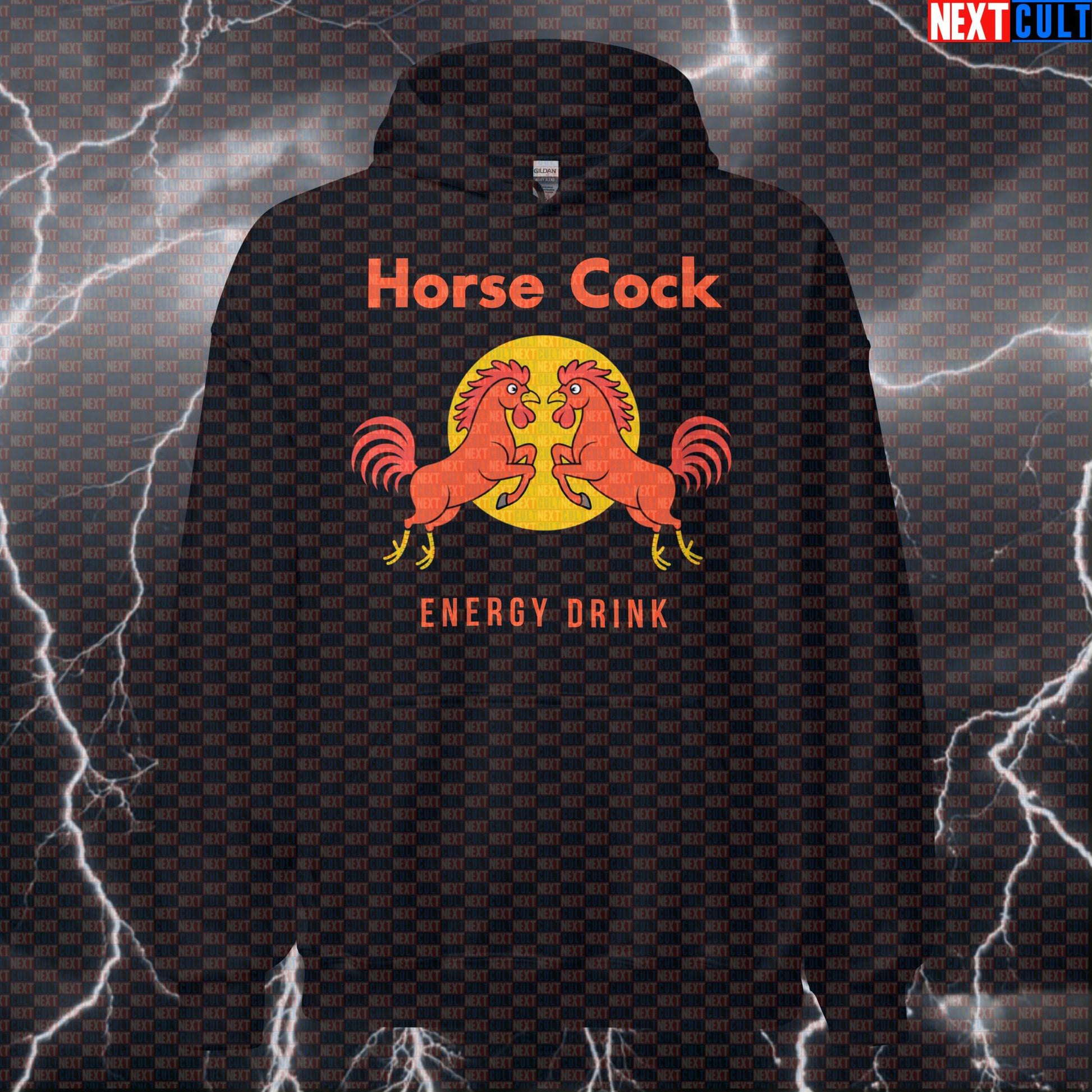 Horsecock Energy Funny Gym Hoodie - Parody Drink Meme Hooded Sweatshirt Pullover Pump Cover Fitness Gym Pump Cover Workout Next Cult Brand