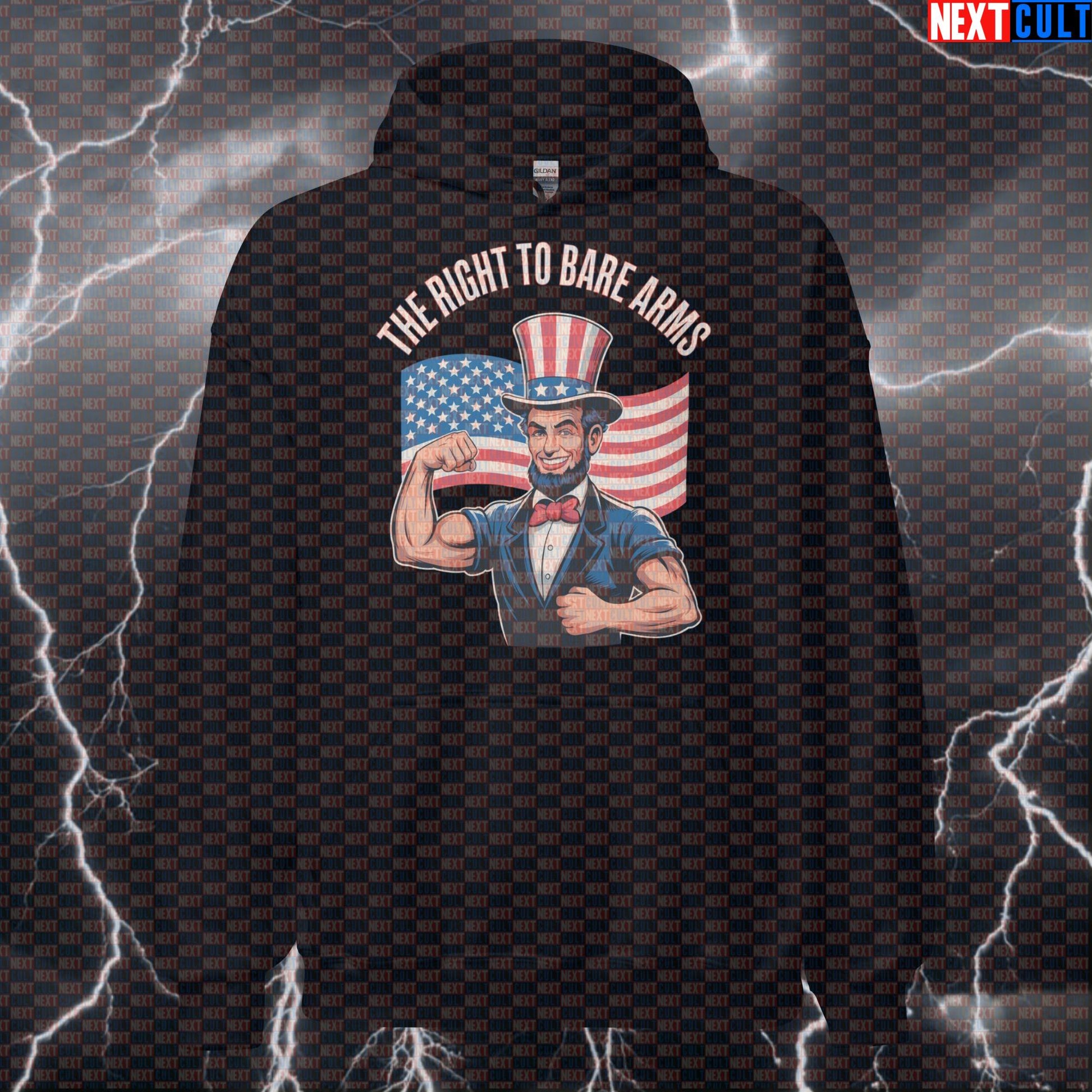 Funny Patriotic Gym Hoodie - Abraham Lincoln USA Meme Hooded Sweatshirt | Right To Bare Arms Pullover Hoodies Next Cult Brand