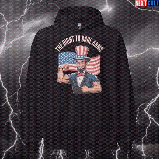 Funny Patriotic Gym Hoodie - Abraham Lincoln USA Meme Hooded Sweatshirt | Right To Bare Arms Pullover Hoodies Next Cult Brand