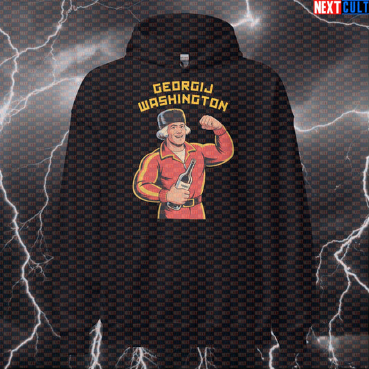 Funny Patriotic George Washington USSR Gym Hoodie - 4th of July Meme Hooded Sweatshirt Pump Cover Hoodies 4th of July Fitness George Washington Gym Pump Cover Workout Next Cult Brand