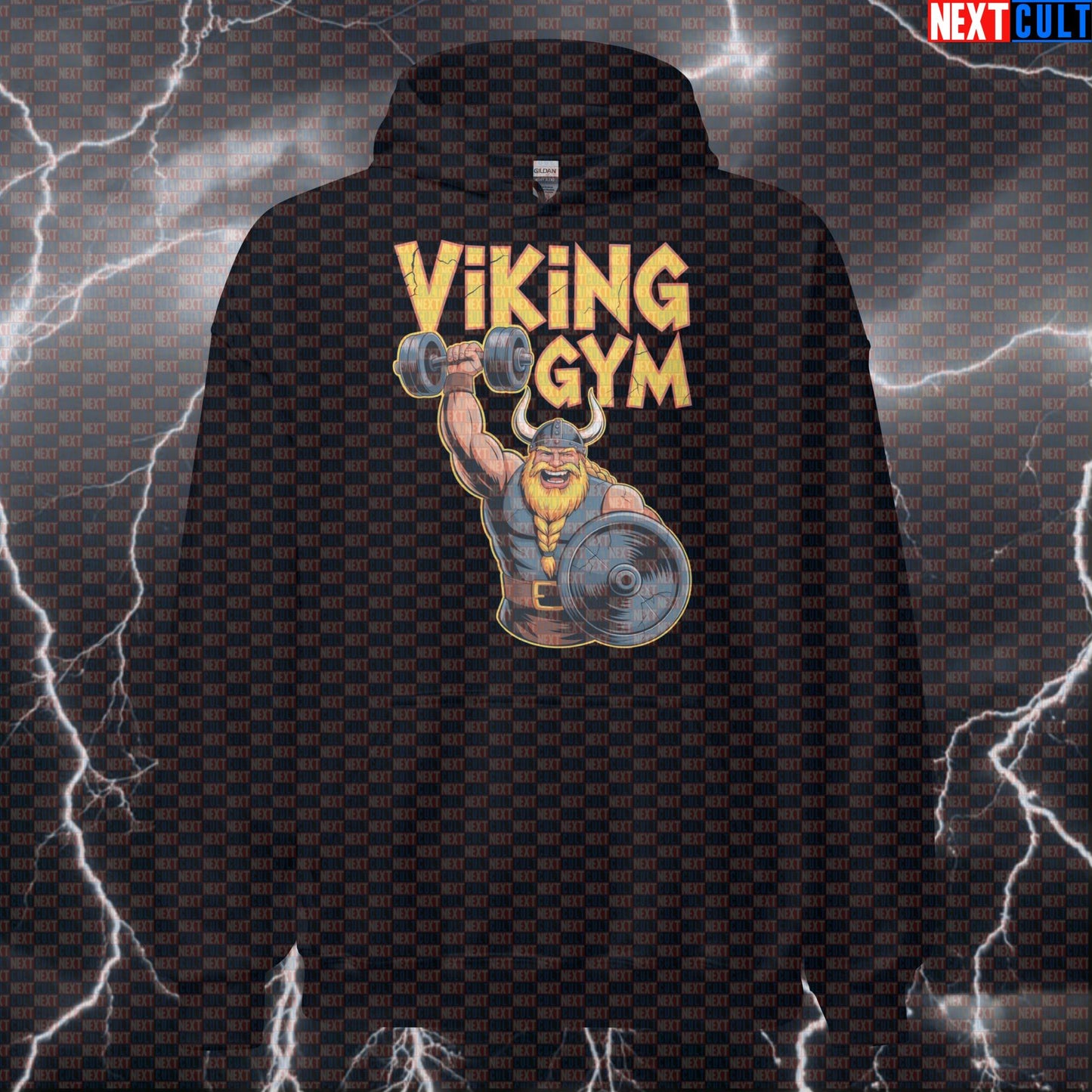 Funny Viking Gym Hoodie - Norse Workout Hooded Sweatshirt Pullover Pump Cover For Lifters Bodybuilding Fitness Gym Pump Cover Vikings Workout Next Cult Brand