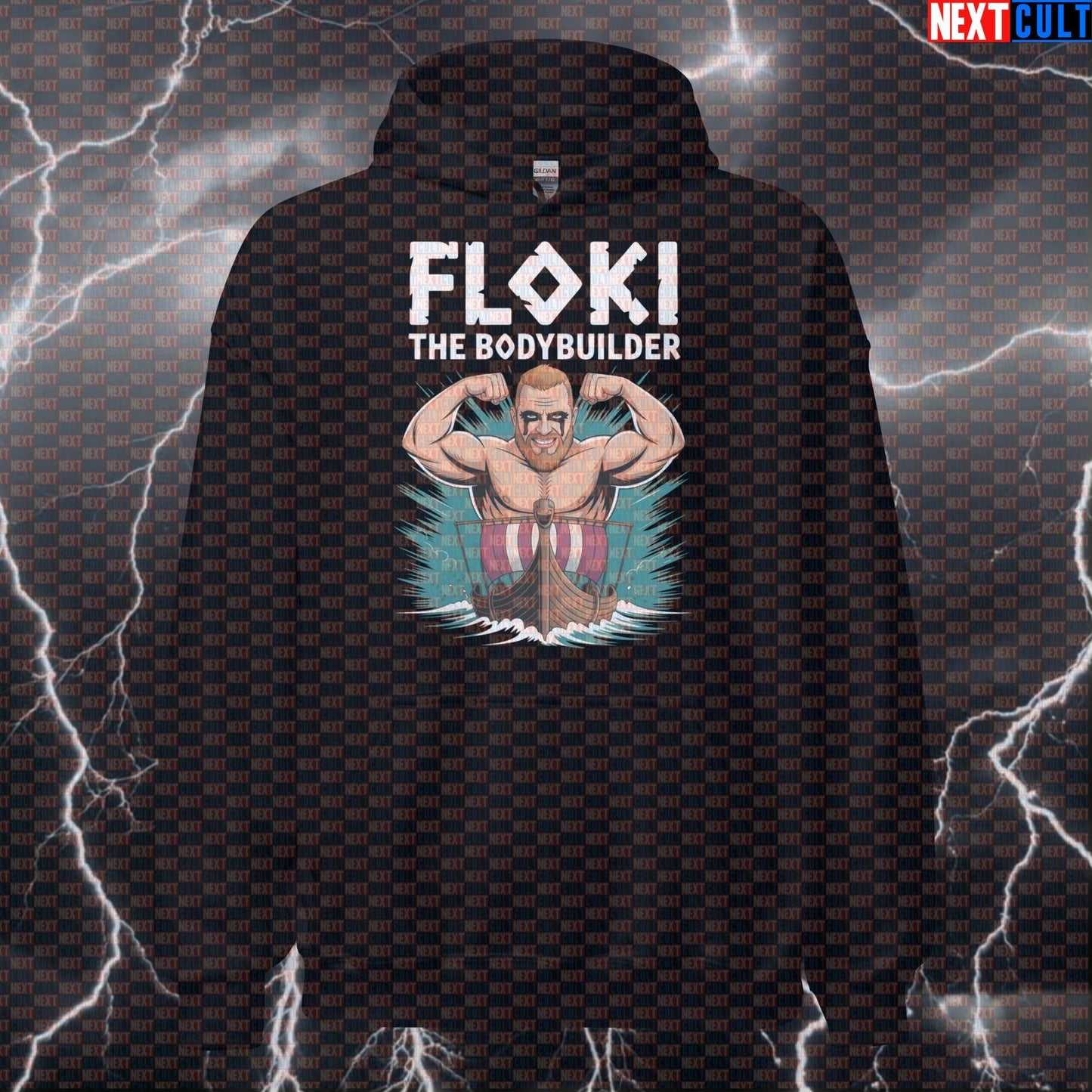 Floki The Bodybuilder Funny Gym Hoodie - Viking Workout Hooded Sweatshirt Norse Meme Pullover Bodybuilding Fitness Gym Pump Cover TV Vikings Workout Next Cult Brand