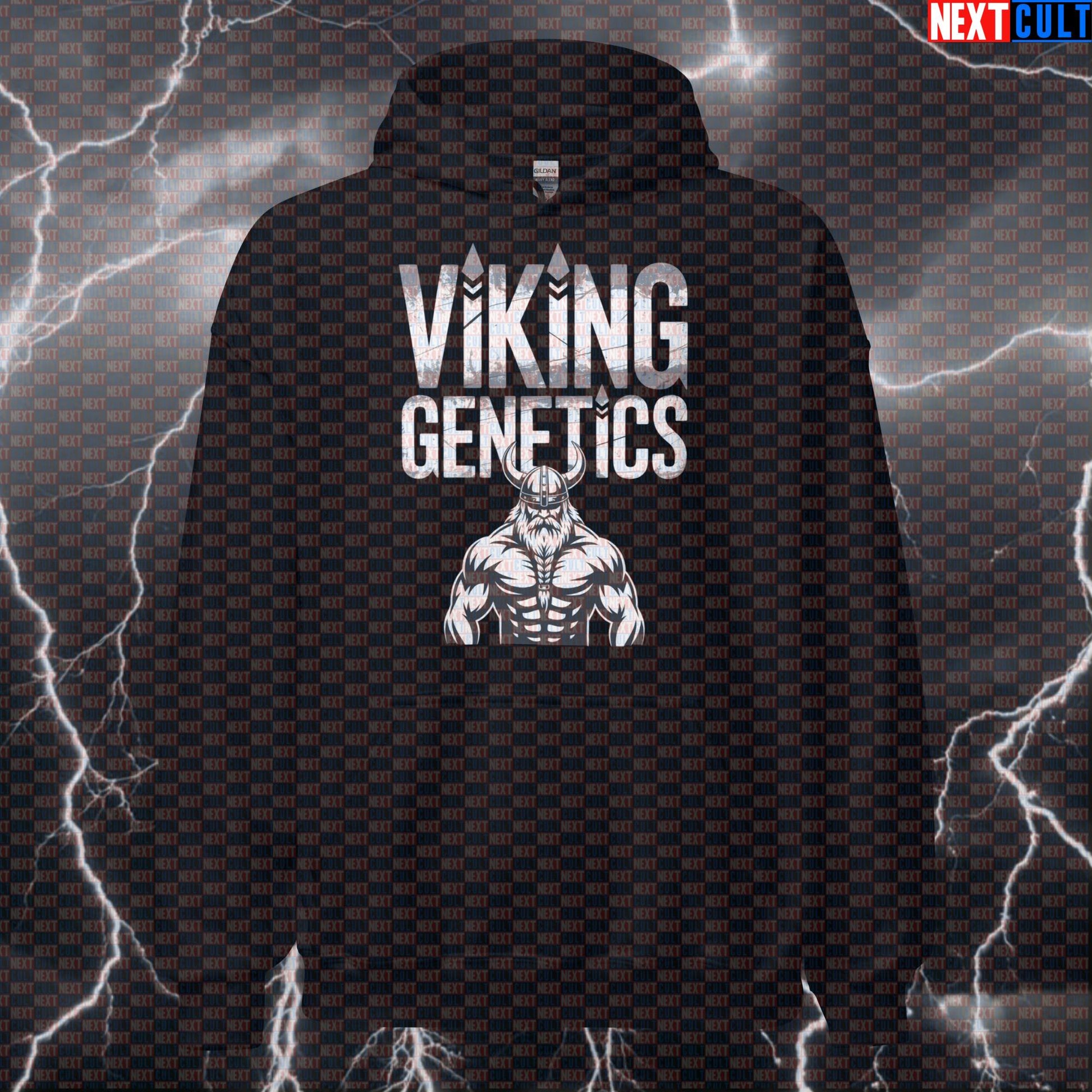 Viking Genetics Funny Viking Gym Hoodie - Norse Fitness Meme Hooded Sweatshirt for Lifters Pump Cover Bodybuilding Fitness Gym Pump Cover Vikings Workout Next Cult Brand