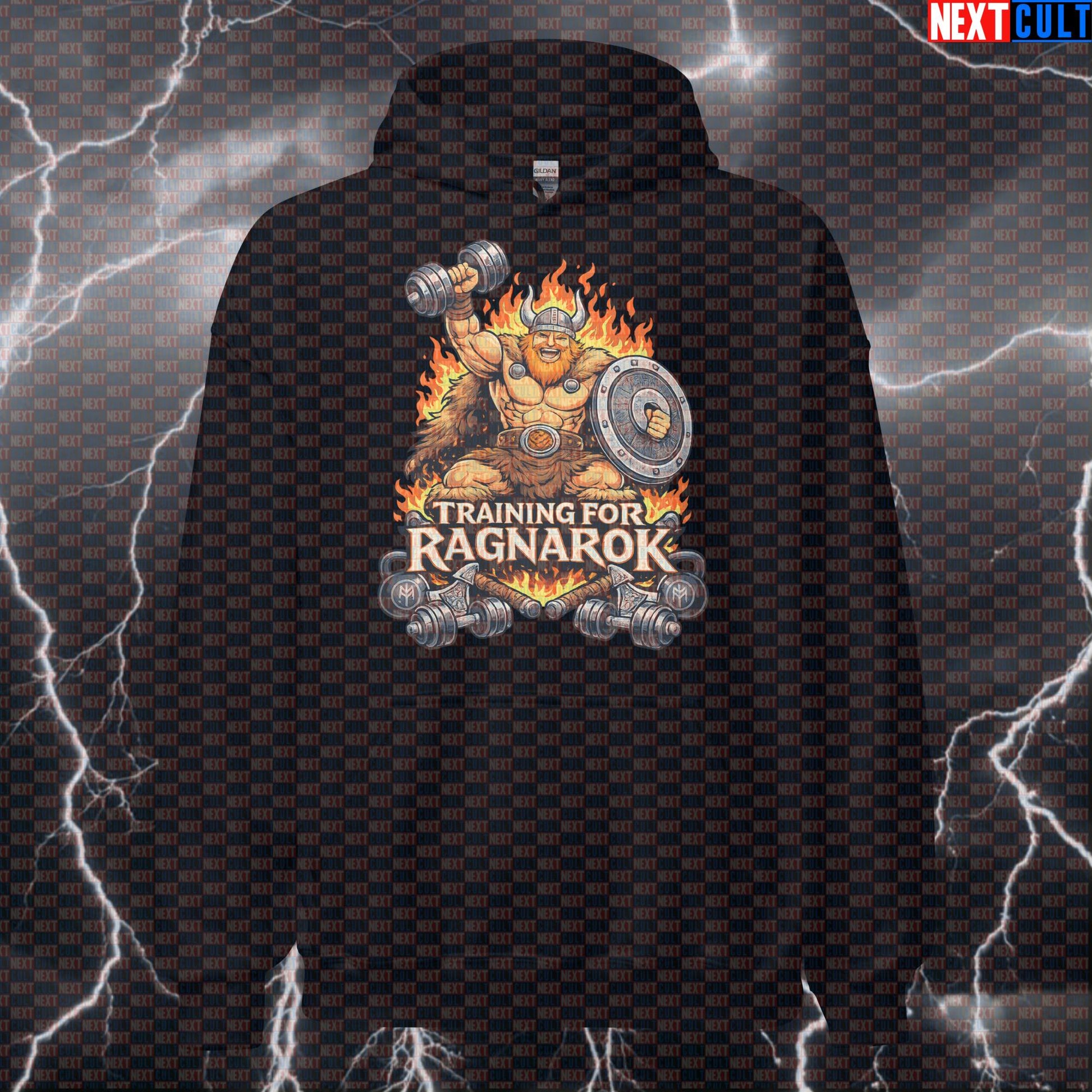 Training for Ragnarok Gym Hoodie | Funny Viking Workout Pullover Pump Cover Bodybuilding Fitness Gym Pump Cover Vikings Workout Next Cult Brand