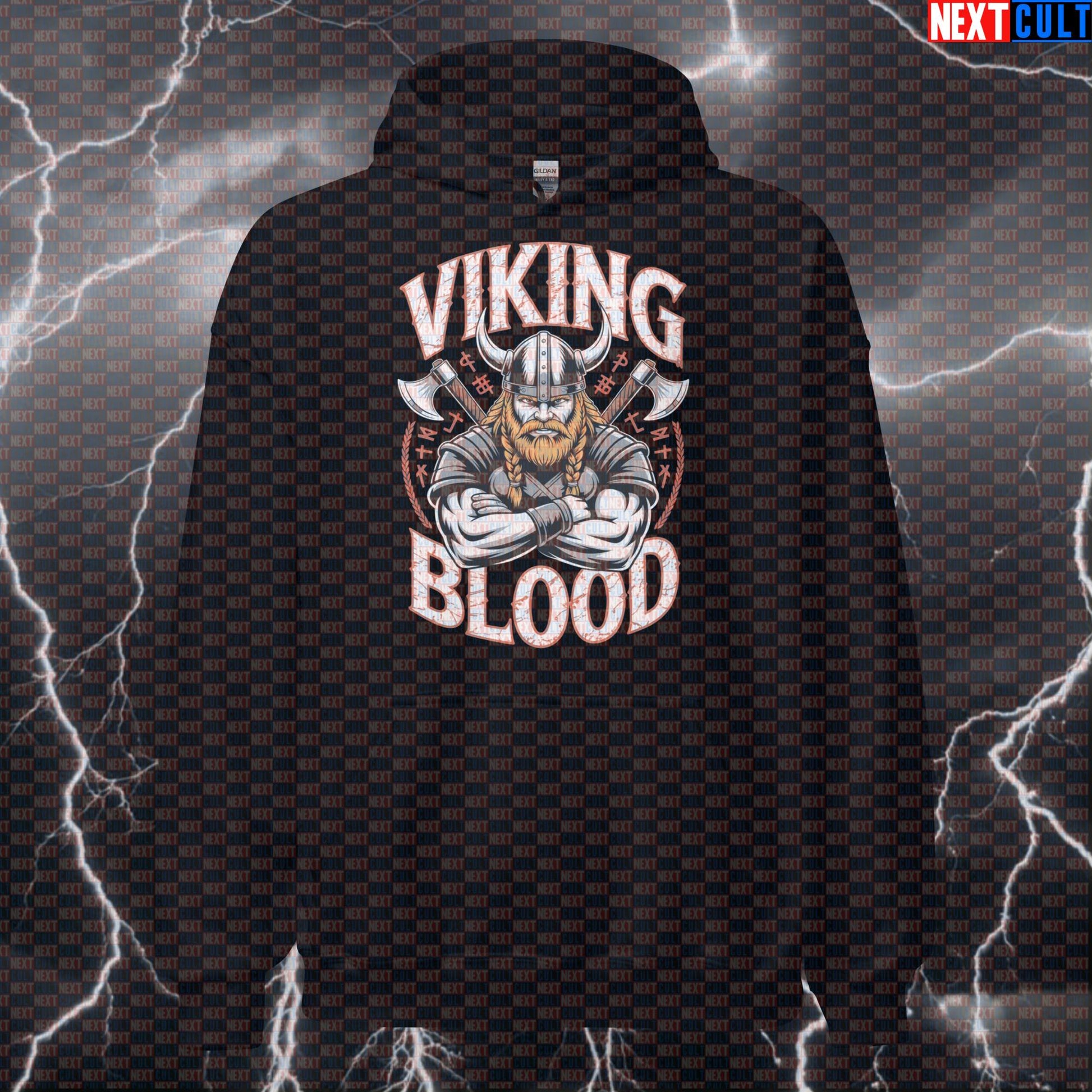 Viking Blood Funny Gym Hoodie - Norse Warrior Hooded Sweatshirt Pullover Pump Cover Bodybuilding Fitness Gym Pump Cover Vikings Workout Next Cult Brand