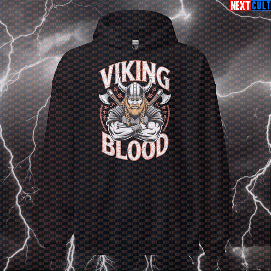 Viking Blood Funny Gym Hoodie - Norse Warrior Hooded Sweatshirt Pullover Pump Cover Bodybuilding Fitness Gym Pump Cover Vikings Workout Next Cult Brand