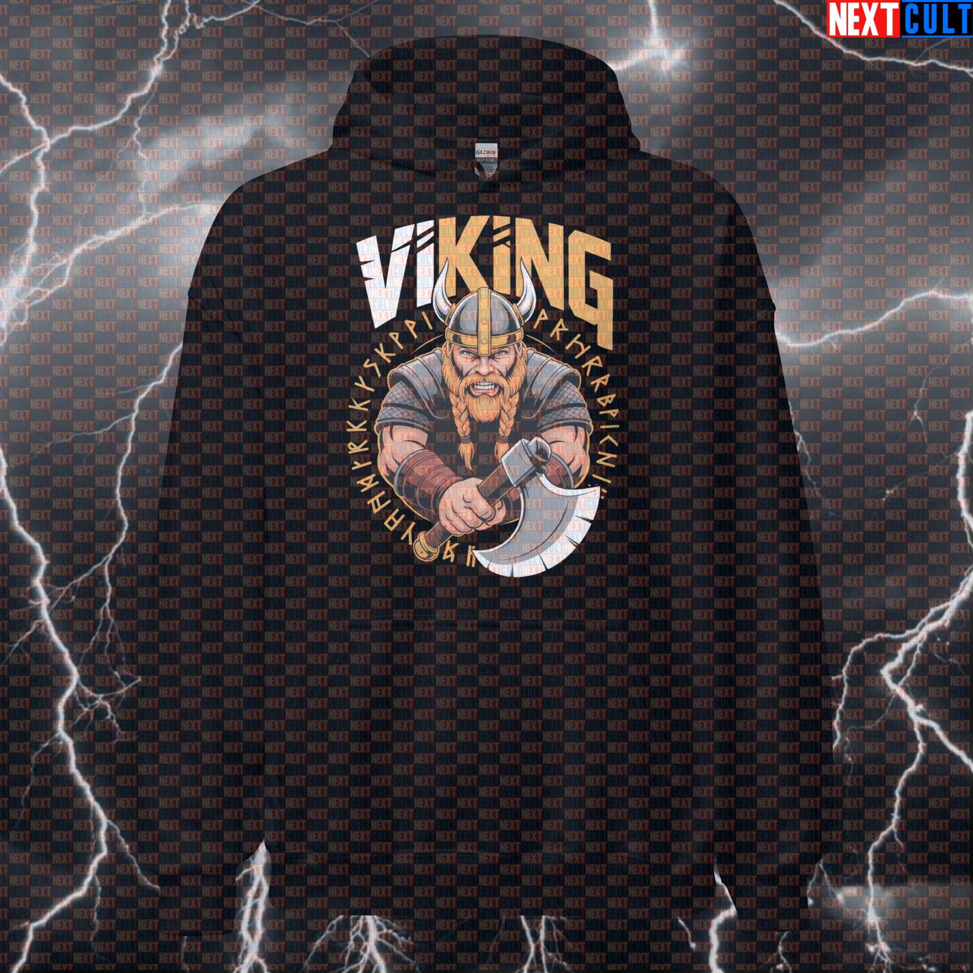 Viking King Funny Gym Hoodie - Norse Workout Hooded Sweatshirt Pullover Pump Cover for Gymbros Fitness Gym Pump Cover Vikings Workout Next Cult Brand