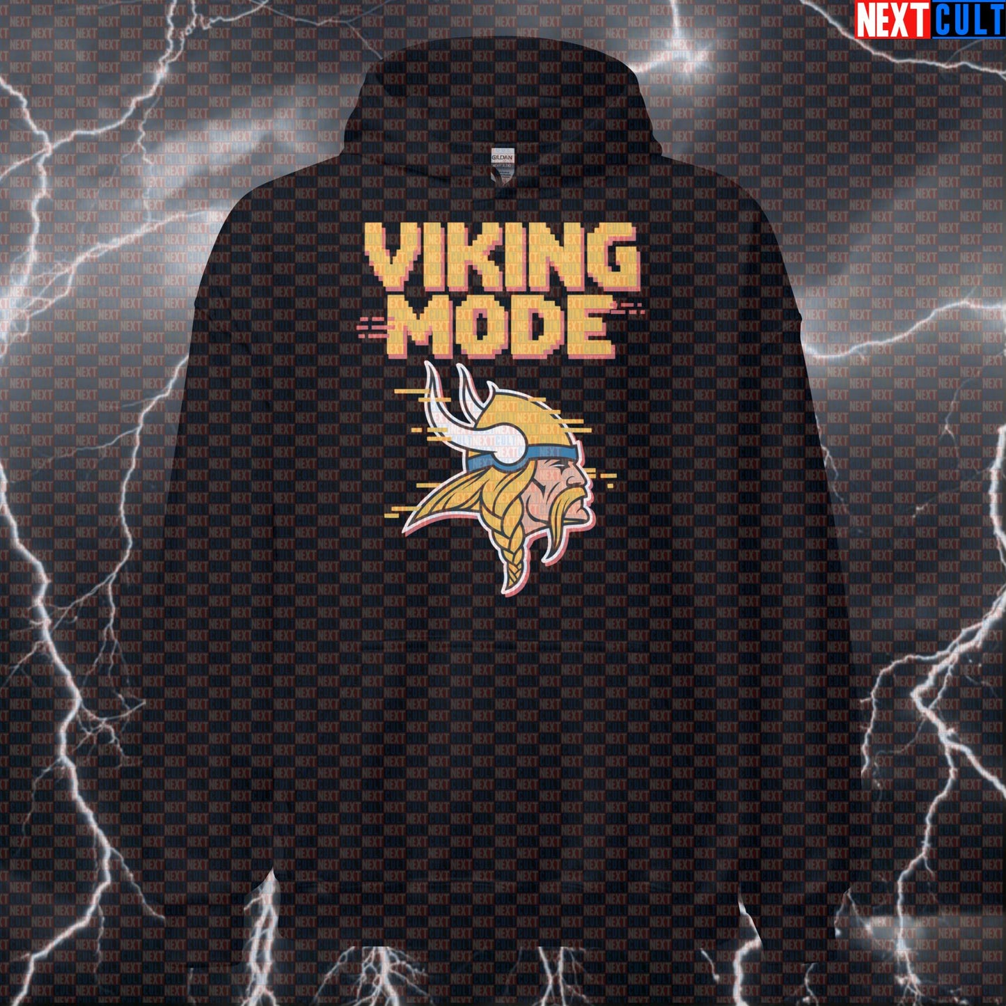 Viking Mode Funny Gym Hoodie - Norse Workout Hooded Sweatshirt Pullover Pump Cover Bodybuilding Fitness Gym Pump Cover Vikings Workout Next Cult Brand