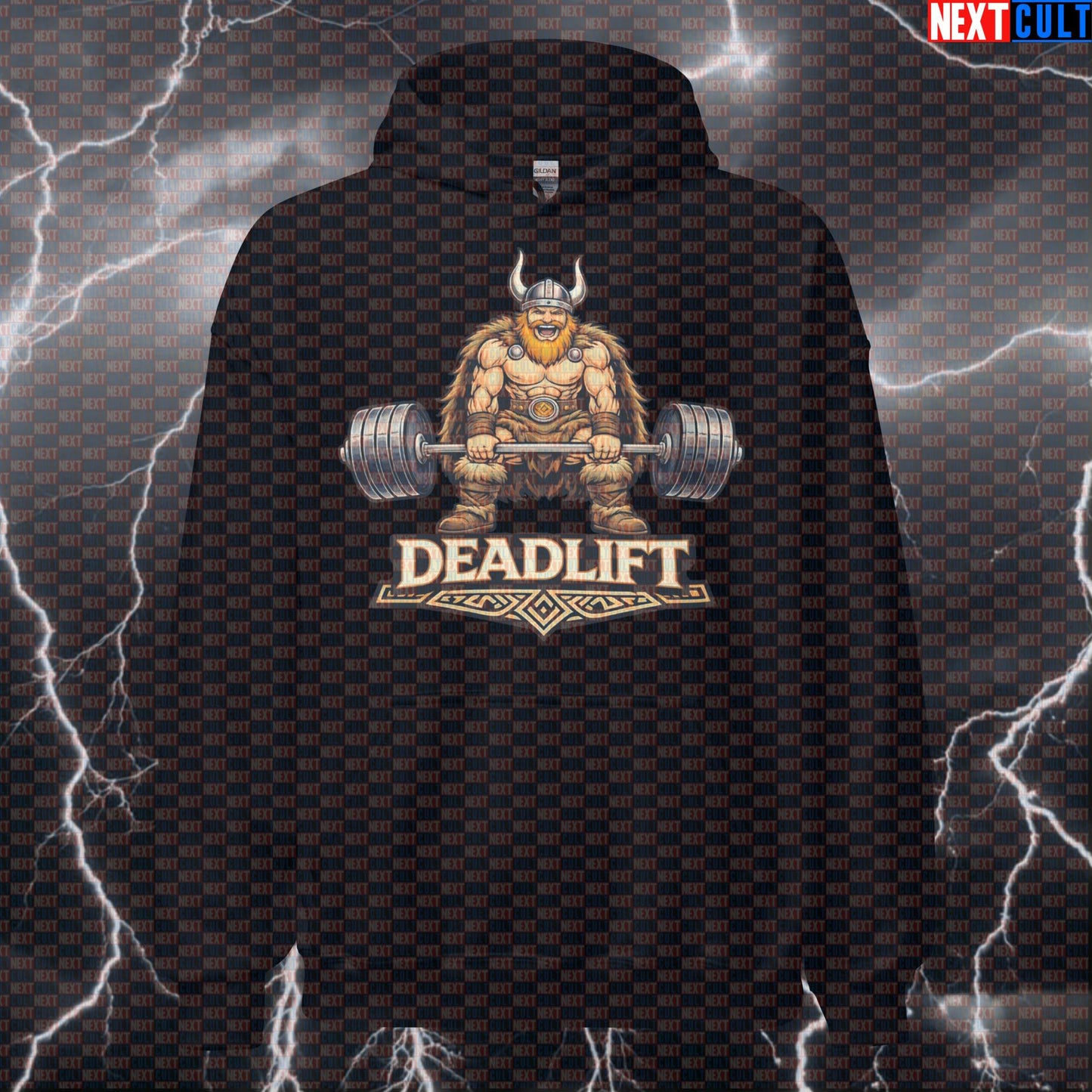 Viking Deadlift Motivational Hoodie | Funny Gym Viking Workout Hooded Sweatshirt For Lifters Bodybuilding Fitness Gym Leg Day Powerlifting Pump Cover Vikings Workout Next Cult Brand