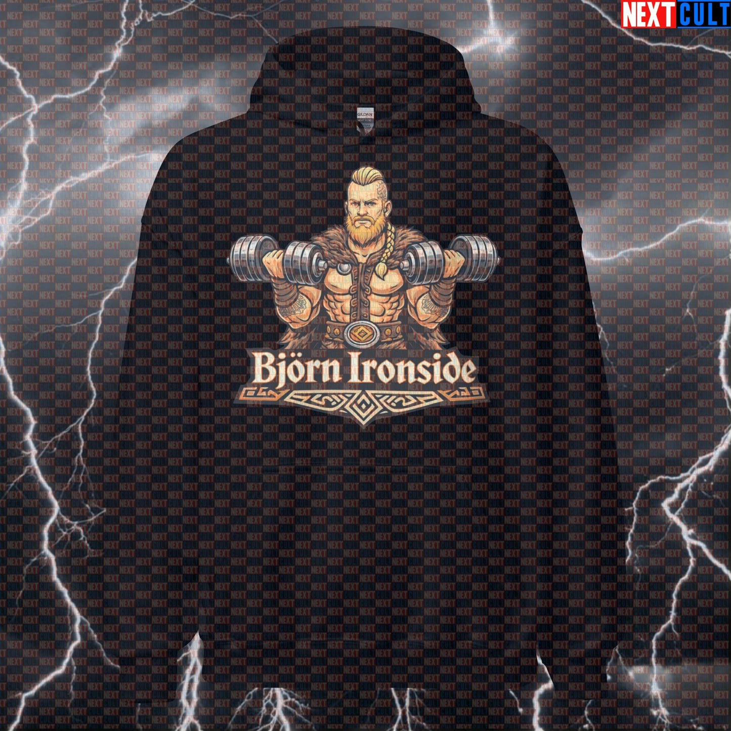 Björn Ironside Fitness Viking Funny Gym Hoodie | Hooded Workout Pullover Hoodies Bodybuilding Fitness Gym Pump Cover TV Vikings Workout Next Cult Brand