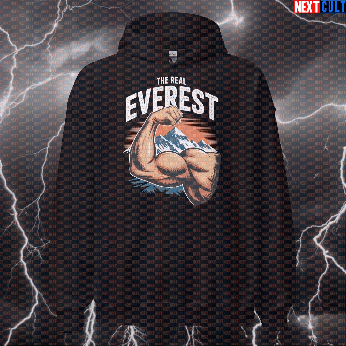 The Real Everest Funny Gym Hoodie - Muscle Mountain Hooded Sweatshirt Pullover Pump Cover Hoodies Next Cult Brand