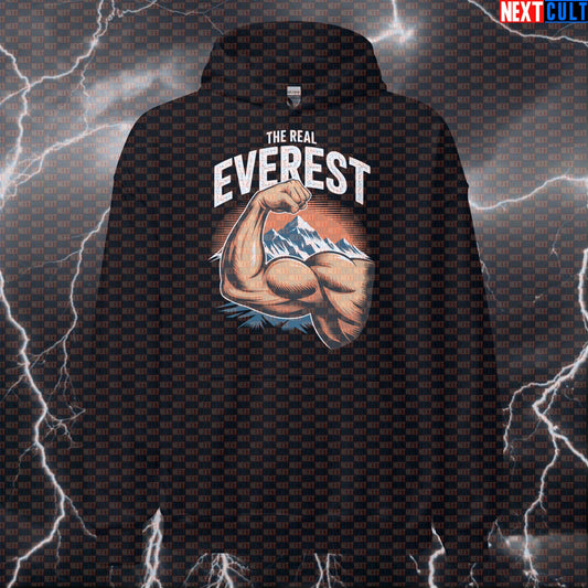 The Real Everest Funny Gym Hoodie - Muscle Mountain Hooded Sweatshirt Pullover Pump Cover Hoodies Next Cult Brand