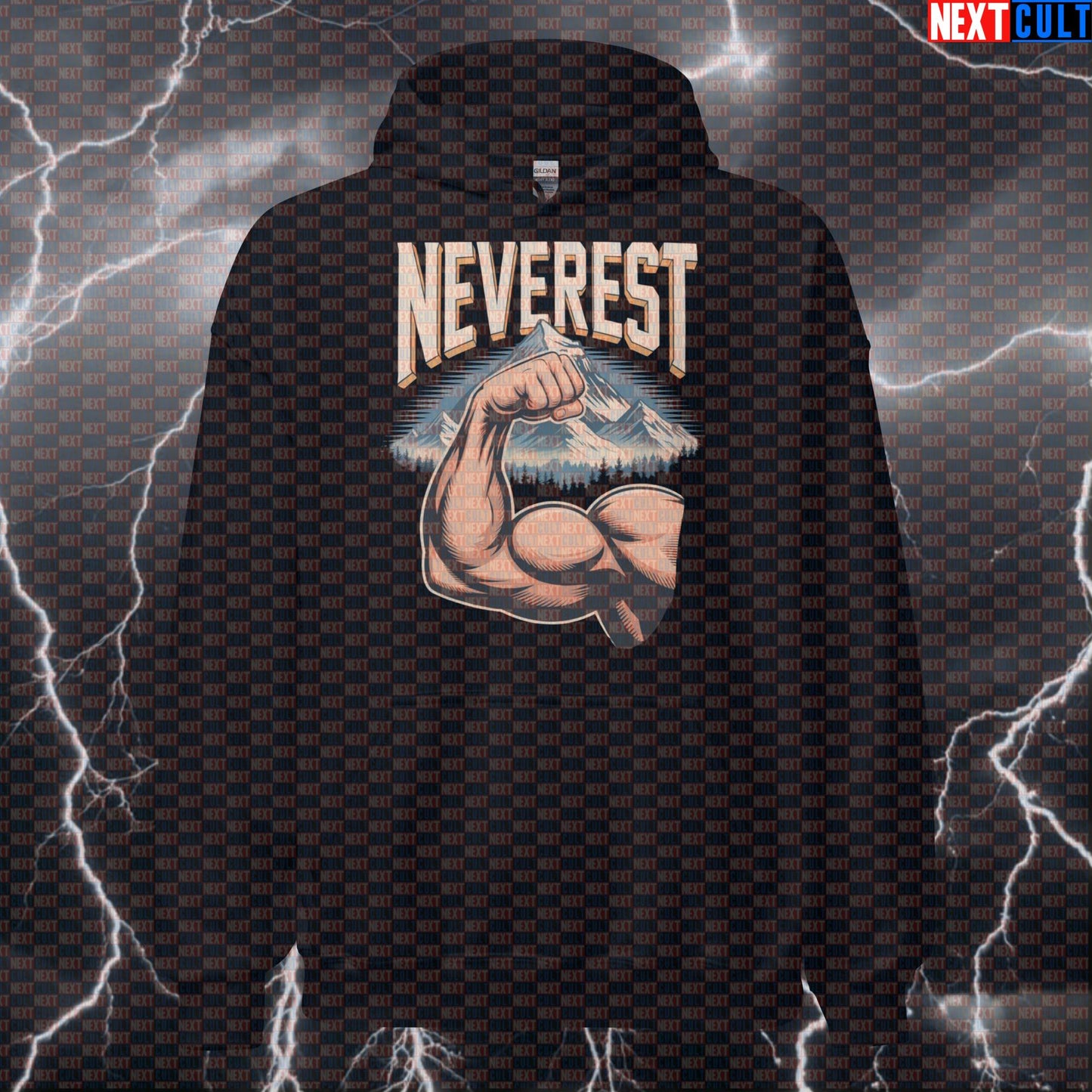 Neverest Funny Gym Hoodie - Muscle Mountain Workout Hooded Sweatshirt Pullover Pump Cover Hoodies Next Cult Brand