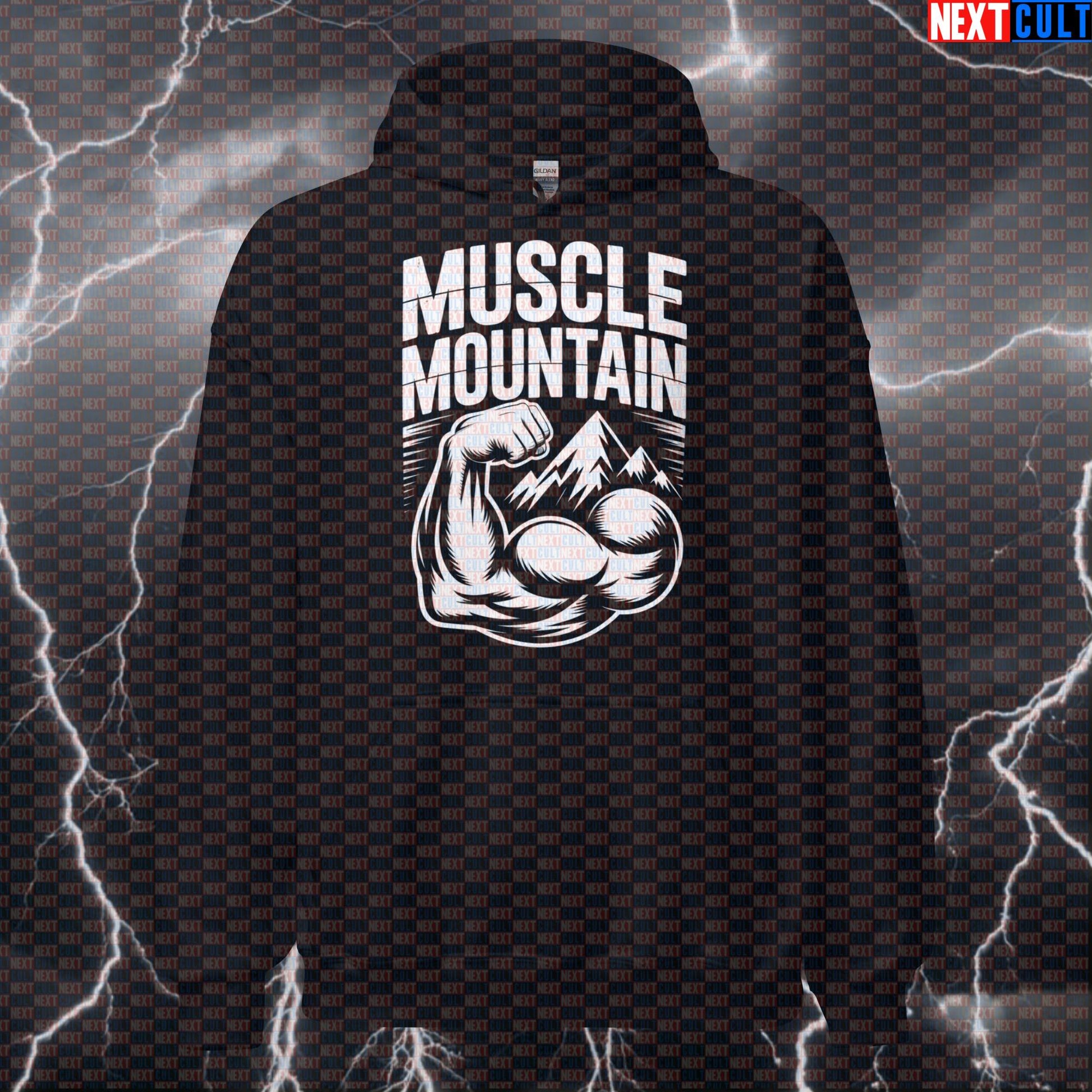 Muscle Mountain Funny Gym Hoodie - Bicep Mountain Meme Hooded Sweatshirt Pullover Pump Cover Hoodies Next Cult Brand