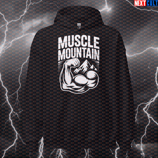 Muscle Mountain Funny Gym Hoodie - Bicep Mountain Meme Hooded Sweatshirt Pullover Pump Cover Hoodies Next Cult Brand