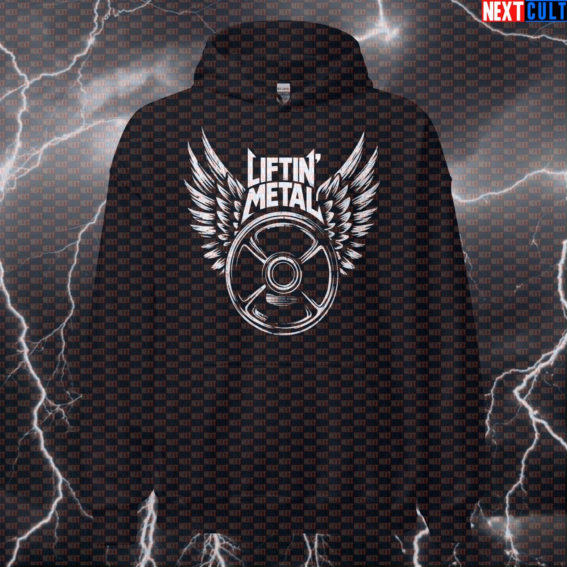 Liftin Metal Funny Gym Hoodie - Heavy Metal Rock Music Workout Hooded Sweatshirt Pullover Hoodies Next Cult Brand