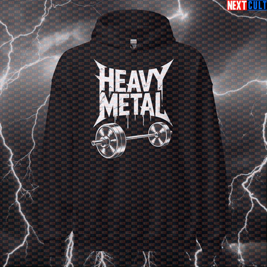 Heavy Metal Funny Gym Hoodie - Rock & Pump Cover Hooded Sweatshirt for Lifters & Gymbros Hoodies Next Cult Brand